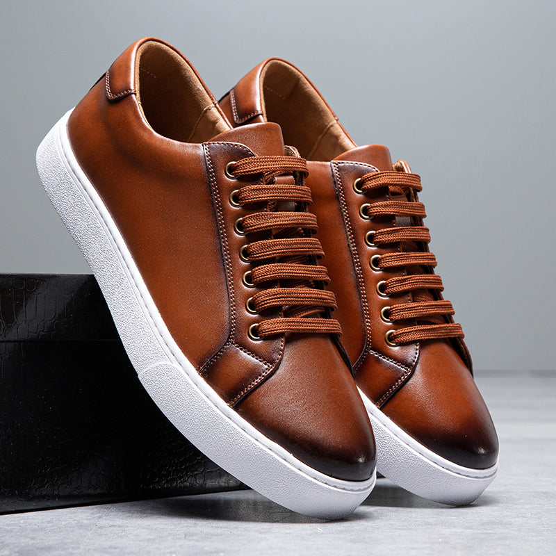 Tommy Leather Low-Top Sneakers | Lace-Up, Contrast Sole Sneakers