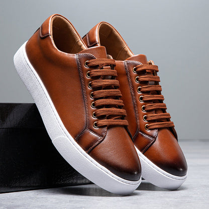 Tommy Leather Low-Top Sneakers | Lace-Up, Contrast Sole Sneakers