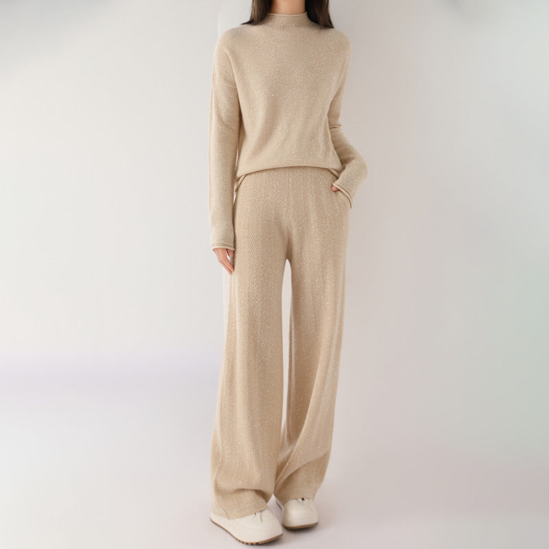 Alice Two-Piece Set | Mock Neck Sweater, Wide-Leg Trousers Set