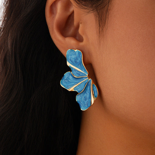 Emma Floral Earrings | Enamel Finish Swirl Design Earrings