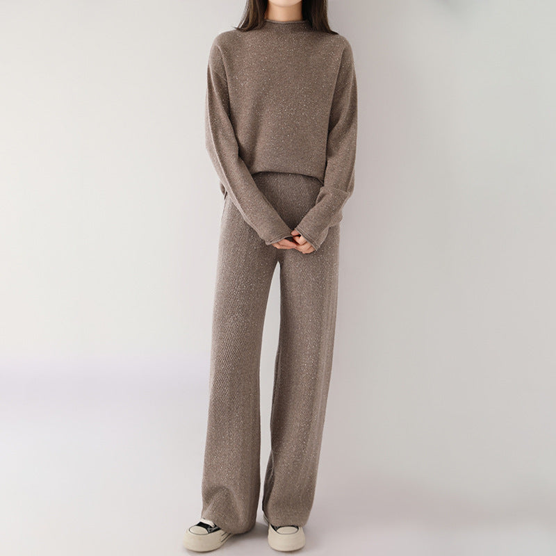 Alice Two-Piece Set | Mock Neck Sweater, Wide-Leg Trousers Set