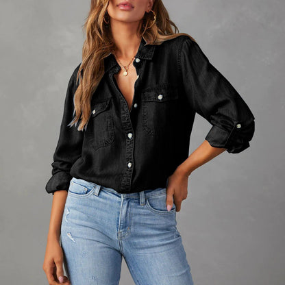 Phoebe Relaxed Fit Denim Shirt | Long Sleeve Denim Shirt
