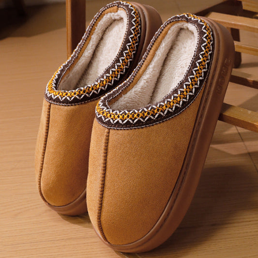 Giulia Fleece Slippers | Embroidered Trim Slippers
