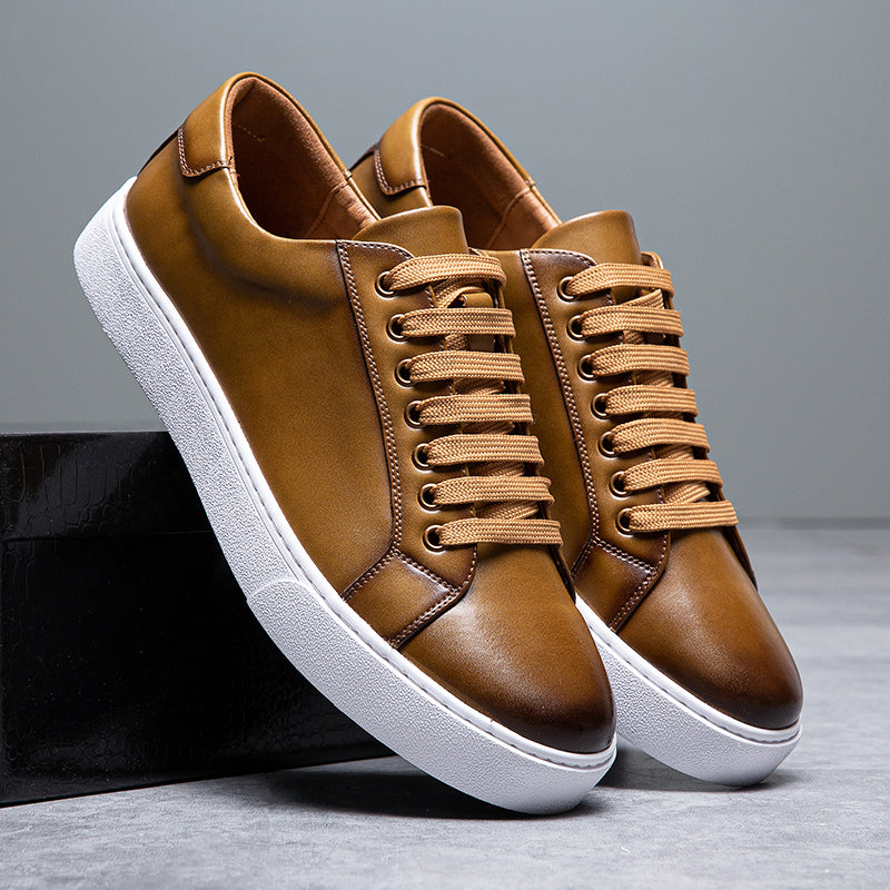 Tommy Leather Low-Top Sneakers | Lace-Up, Contrast Sole Sneakers
