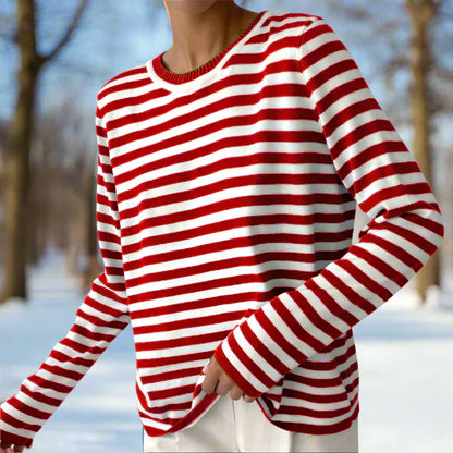 Women's Long-Sleeve T-Shirt – Comfortable Cotton – Classic Stripe Pattern – Relaxed Fit