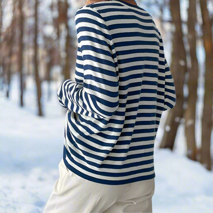 Women's Long-Sleeve T-Shirt – Comfortable Cotton – Classic Stripe Pattern – Relaxed Fit