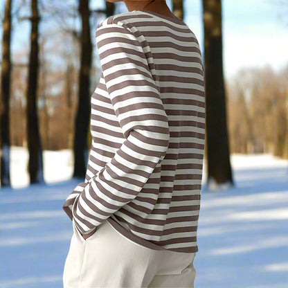 Women's Long-Sleeve T-Shirt – Comfortable Cotton – Classic Stripe Pattern – Relaxed Fit