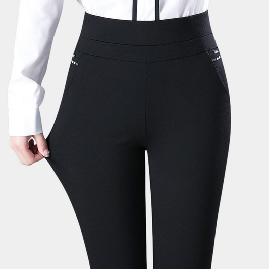 Women's Pants – Slim Fit – High Waist – Stretch Fabric – Ankle Length – Elegant Style