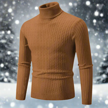 Herregenser – Høyhalset Kabelstrikk – Slim Fit – Myk og Varm – Langermet