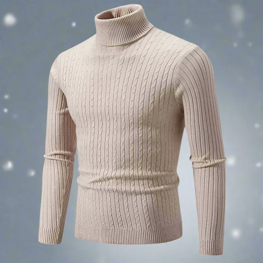 Herregenser – Høyhalset Kabelstrikk – Slim Fit – Myk og Varm – Langermet