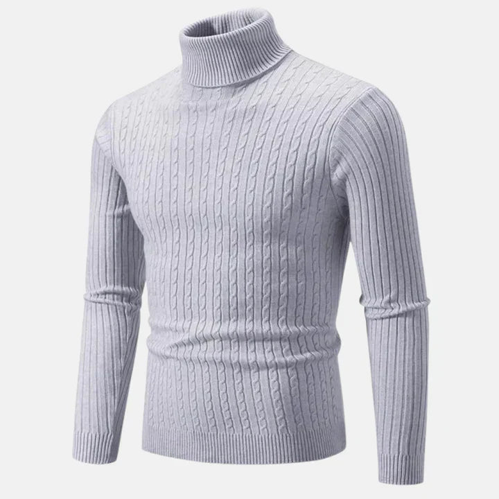 Herregenser – Høyhalset Kabelstrikk – Slim Fit – Myk og Varm – Langermet