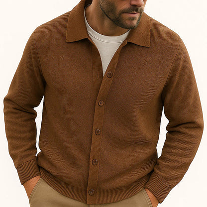 Reggie Collared Cardigan | Button Front, Ribbed Hem Cardigan