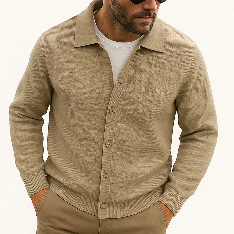 Reggie Collared Cardigan | Button Front, Ribbed Hem Cardigan