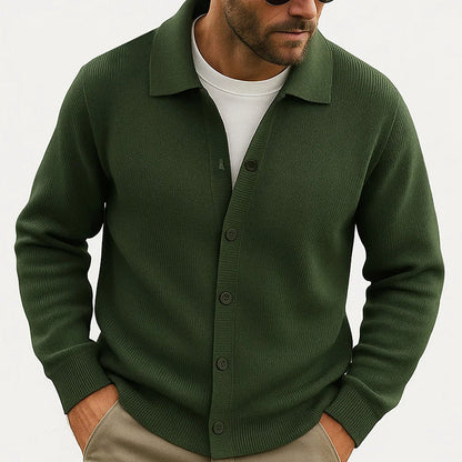 Reggie Collared Cardigan | Button Front, Ribbed Hem Cardigan