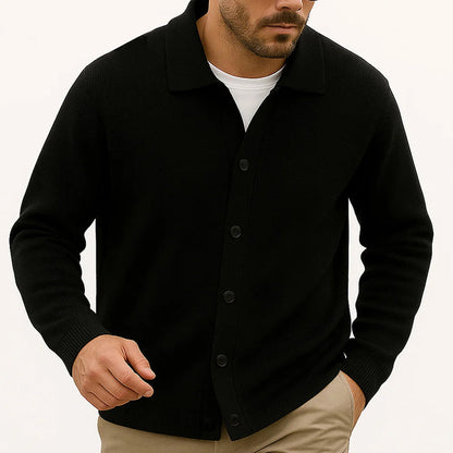 Reggie Collared Cardigan | Button Front, Ribbed Hem Cardigan