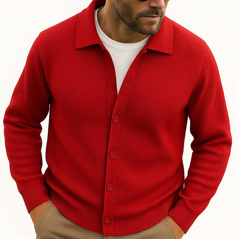 Reggie Collared Cardigan | Button Front, Ribbed Hem Cardigan