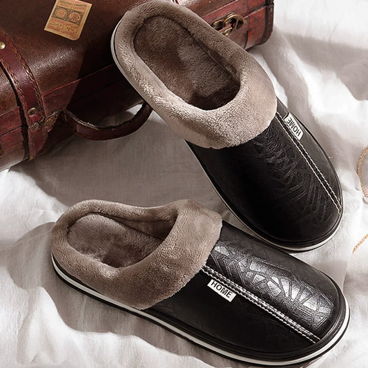 Riccardo Leather Slippers | Plush Lining Slippers