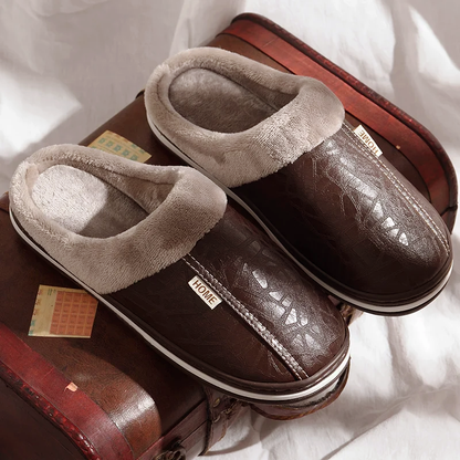 Riccardo Leather Slippers | Plush Lining Slippers