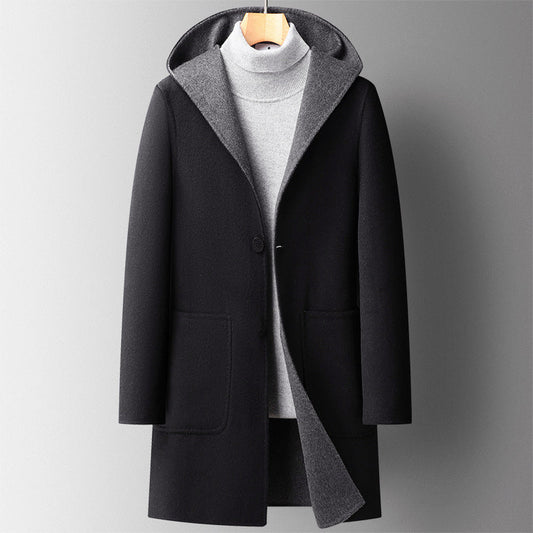 Francesco Hooded Coat | Reversible Patch Pockets Coat