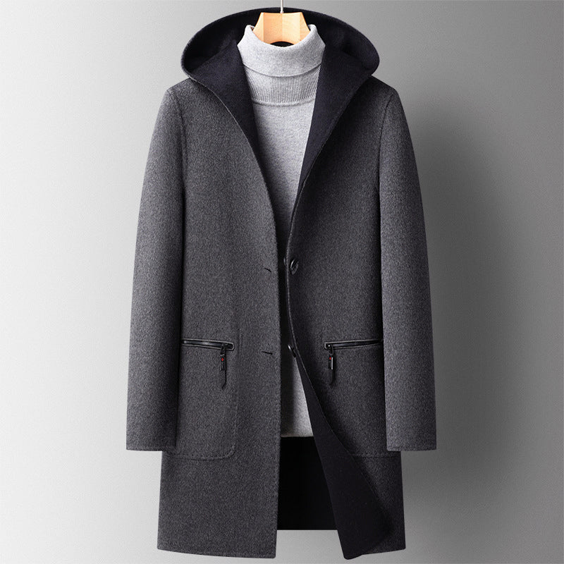 Francesco Hooded Coat | Reversible Patch Pockets Coat