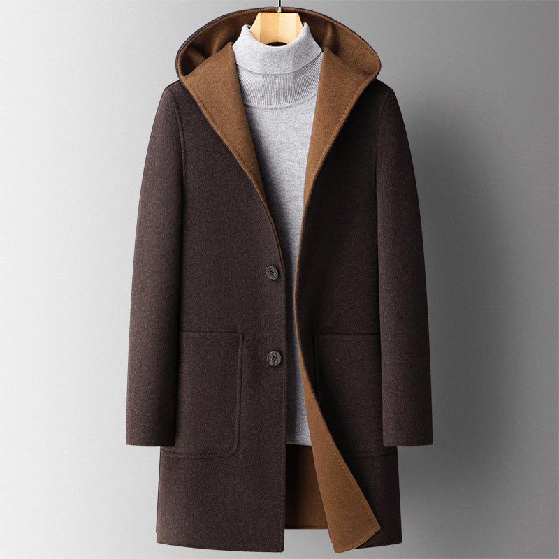 Francesco Hooded Coat | Reversible Patch Pockets Coat