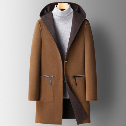 Francesco Hooded Coat | Reversible Patch Pockets Coat