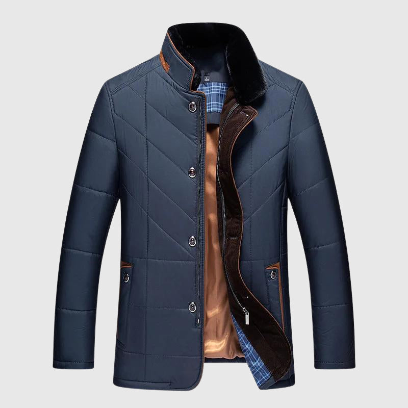Marco Hip-Length Quilted Jacket | Fur Trim Collar Quilted Jacket
