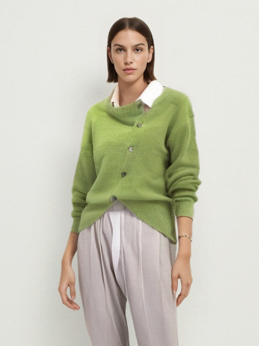 Women's Cardigan - Soft Wool Blend - Oversized Fit - Button Closure - Ribbed Cuffs