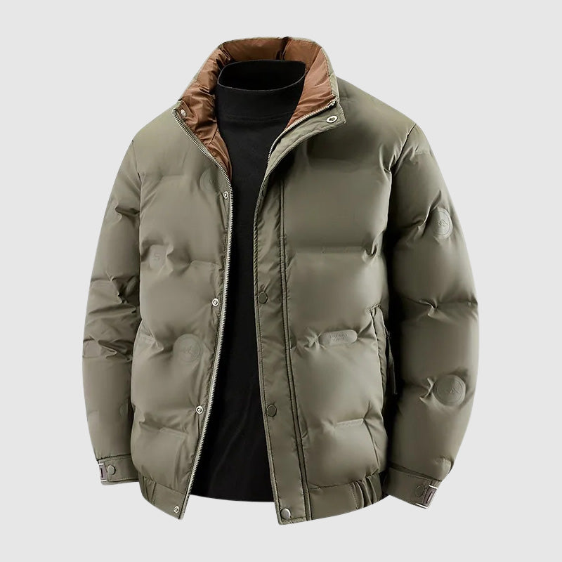 Elijah Relaxed Fit Puffer Jacket | Stand Collar Zip-Up Jacket