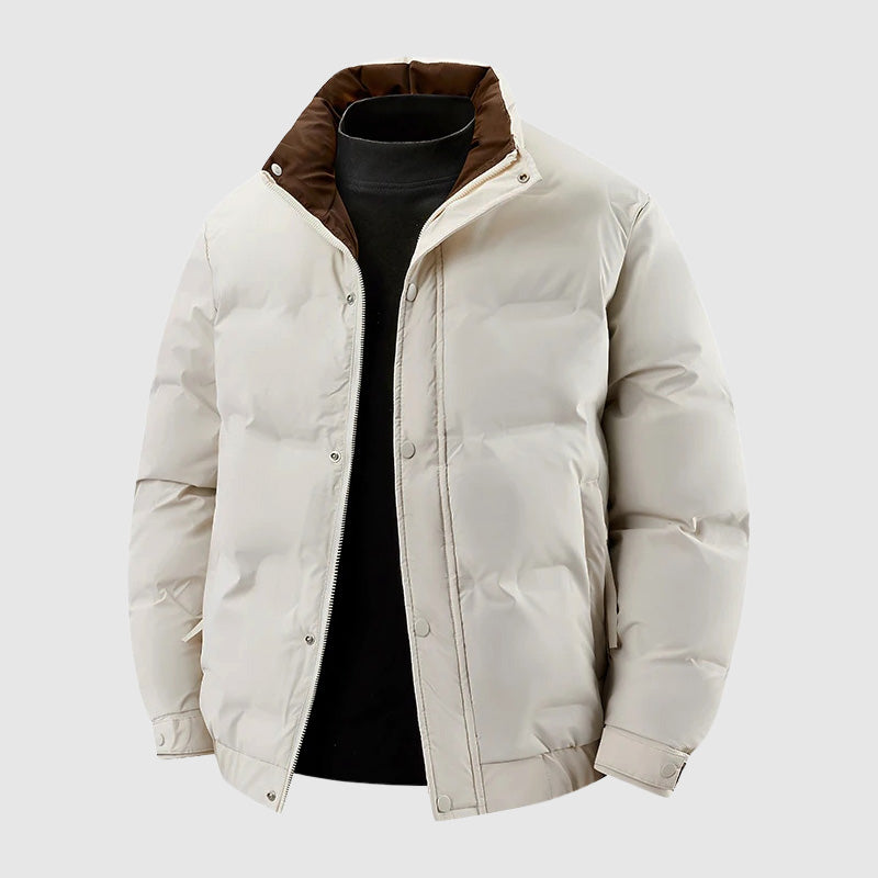 Elijah Relaxed Fit Puffer Jacket | Stand Collar Zip-Up Jacket