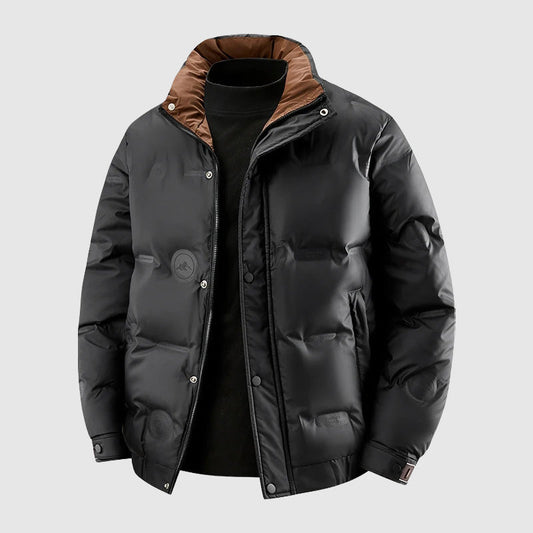 Elijah Relaxed Fit Puffer Jacket | Stand Collar Zip-Up Jacket
