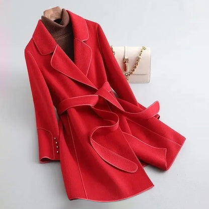 Viola Slim Fit Wrap Coat | Belted Knee-Length Coat