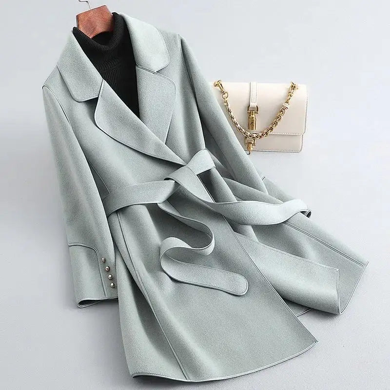 Viola Slim Fit Wrap Coat | Belted Knee-Length Coat