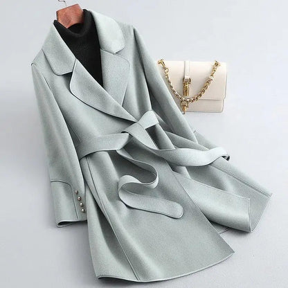Viola Slim Fit Wrap Coat | Belted Knee-Length Coat