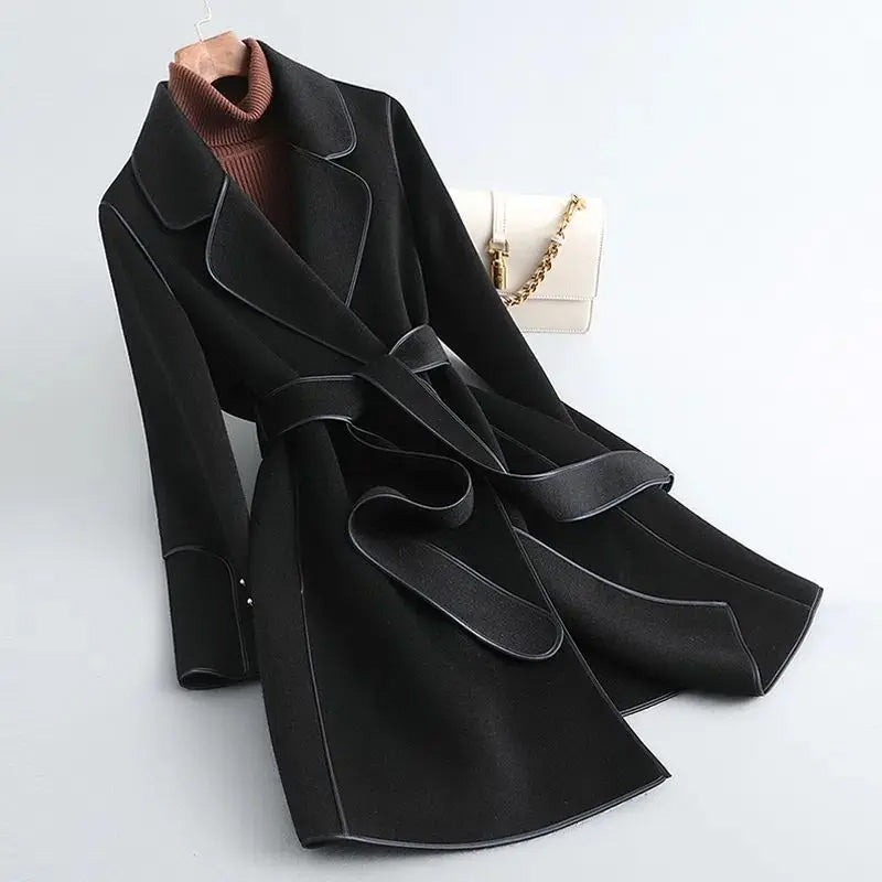 Viola Slim Fit Wrap Coat | Belted Knee-Length Coat
