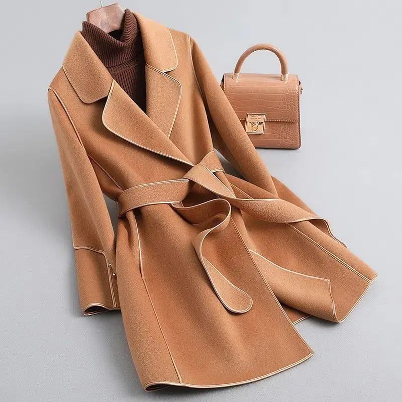 Viola Slim Fit Wrap Coat | Belted Knee-Length Coat