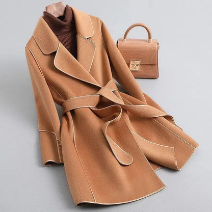 Viola Slim Fit Wrap Coat | Belted Knee-Length Coat
