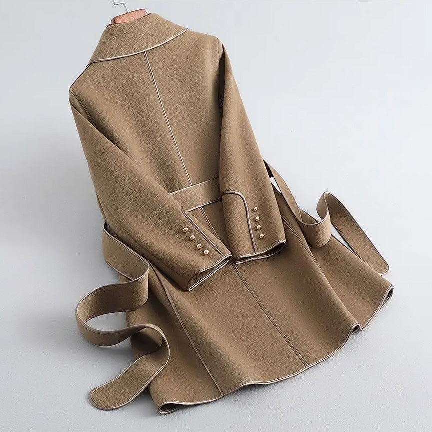 Viola Slim Fit Wrap Coat | Belted Knee-Length Coat