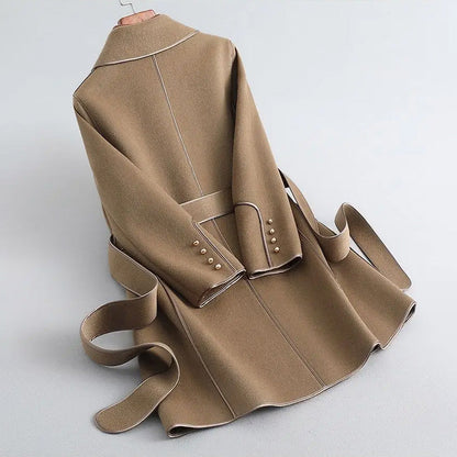 Viola Slim Fit Wrap Coat | Belted Knee-Length Coat