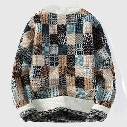 Andrea Relaxed Fit Sweater | Patchwork Crewneck Sweater