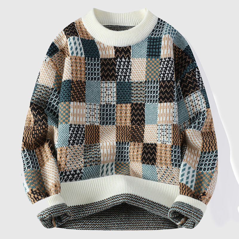 Andrea Relaxed Fit Sweater | Patchwork Crewneck Sweater