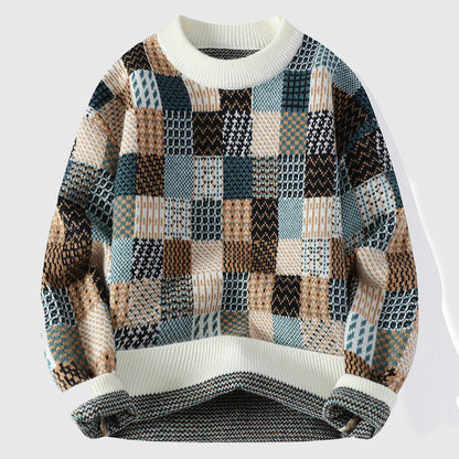 Andrea Relaxed Fit Sweater | Patchwork Crewneck Sweater