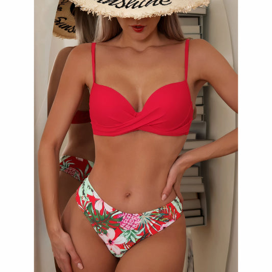 Women's Bikini Set – High Waist – Cross Design Top – Elastic Breathable Fabric