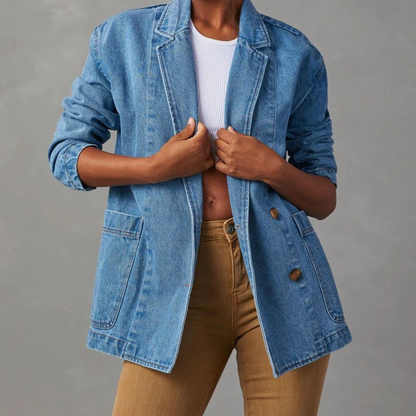 Jacket woman – Denim – Relaxed fit – Hip length – Button front – Everyday use