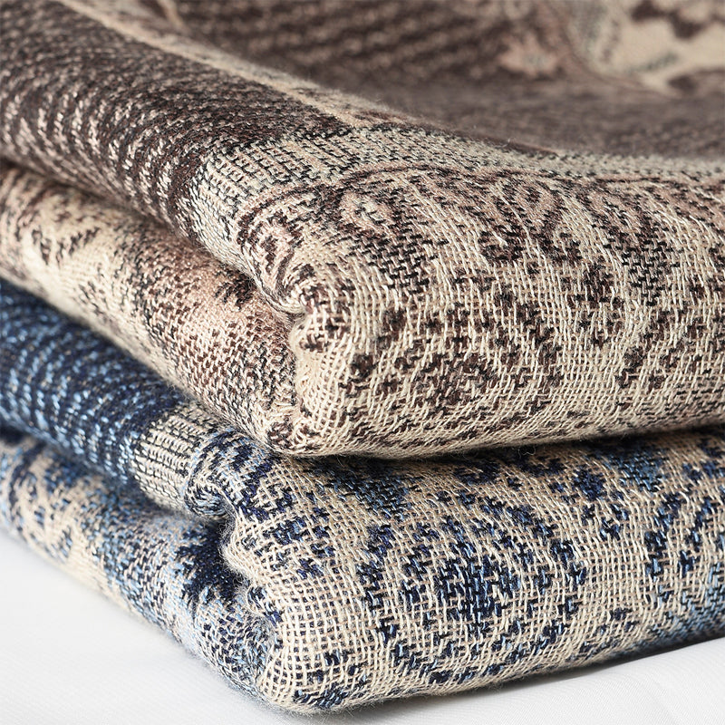 Eleonora Fringed Scarf | Jacquard Pattern Draped Fit Scarf