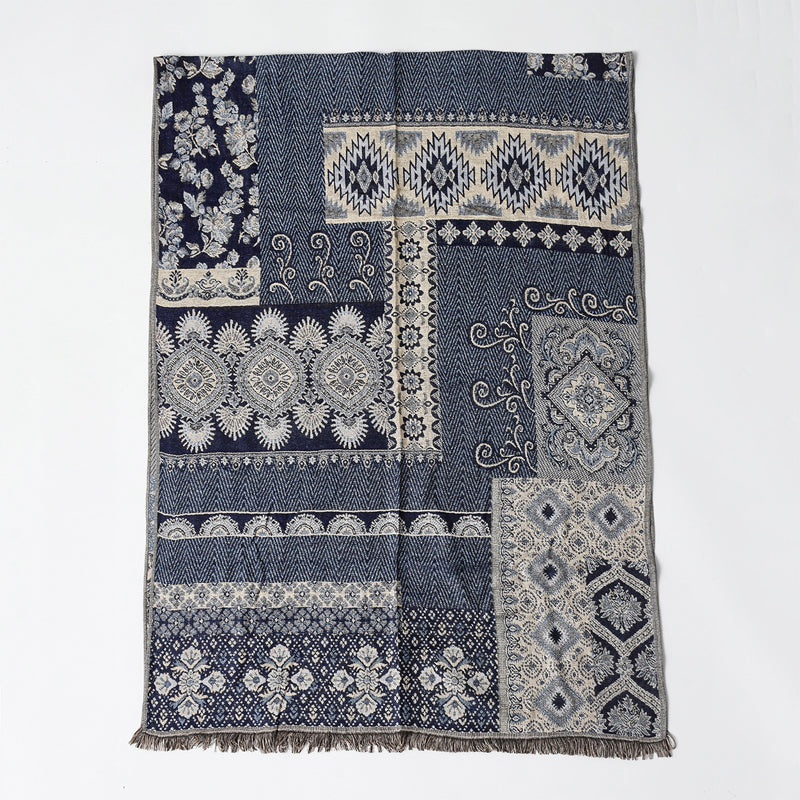 Eleonora Fringed Scarf | Jacquard Pattern Draped Fit Scarf