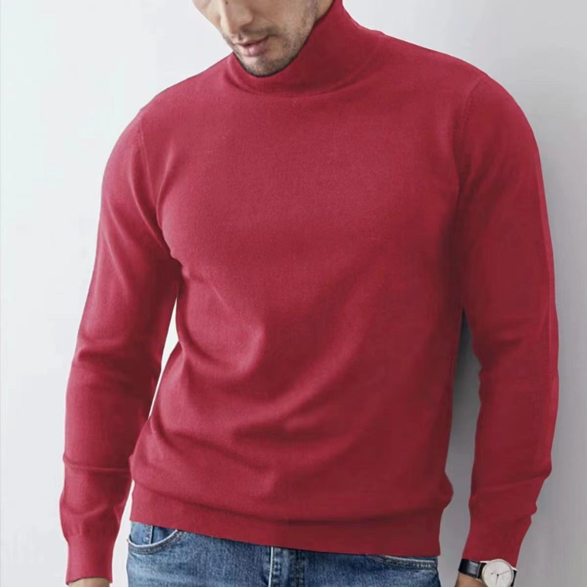 Men's Turtleneck Sweater – Slim Fit – Soft Breathable Cotton Blend – Ribbed Edges