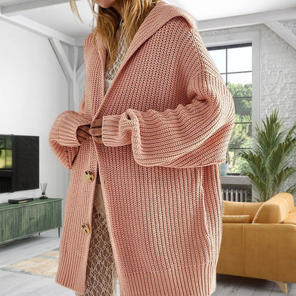 Women's Cardigan – Oversized Fit – Open Front – Long-Sleeved – Wool Blend – With Pockets