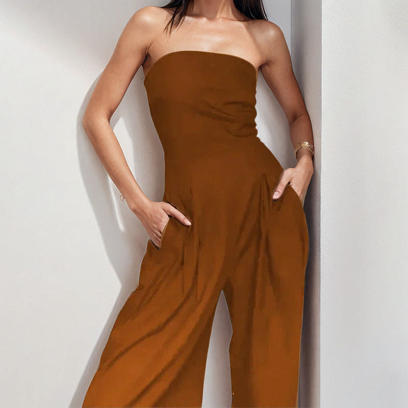 Women's Pantsuit – Strapless – Wide Legs – Elegant Fit – Formal Use