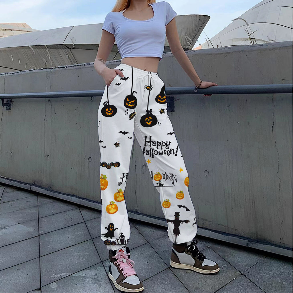 Women's Pants – Relaxed Fit – Cotton – Elastic Waist – Pockets – Full Length